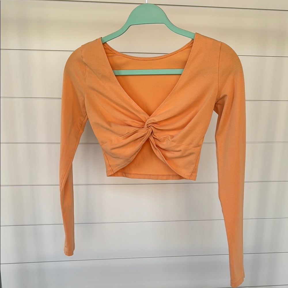 Women’s Hollister Orange Twist Front Long Sleeve Top Size XS